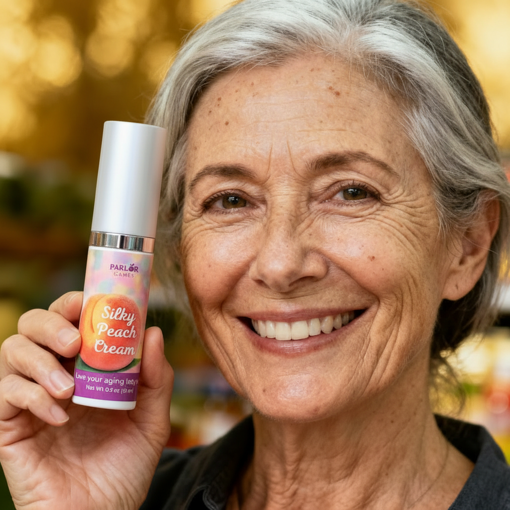 Woman holding Sweet Peach product